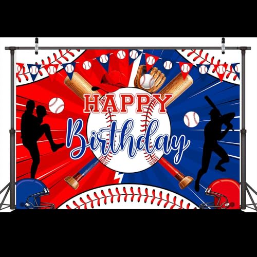 Baseball Sports Backdrop Party Decorations Boys Kids Birthday Themed Wall Photography Background Sports Birthday Party Supplies Photo Studio Photography Props - size: 8X6