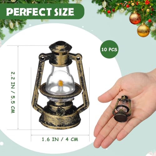 NOLITOY 40Pcs Miniature Kerosene Lamp Ornaments: Christmas Hanging Lantern Ornaments for Xmas Tree Rustic Farmhouse Decor