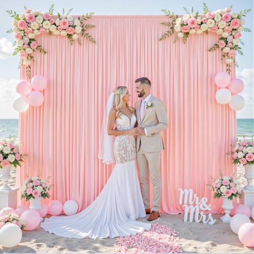 10ft x 7ft Blush Pink Backdrop Curtain for Parties Pink Wrinkle Free Backdrop Drapes Panels for Baby Shower Wedding Birthday Photo Gender Reveal Photography Polyester Fabric Background Decoration - color: Blush Pink, size: 10FTx7FT (W5'xH7', 2 Panels)