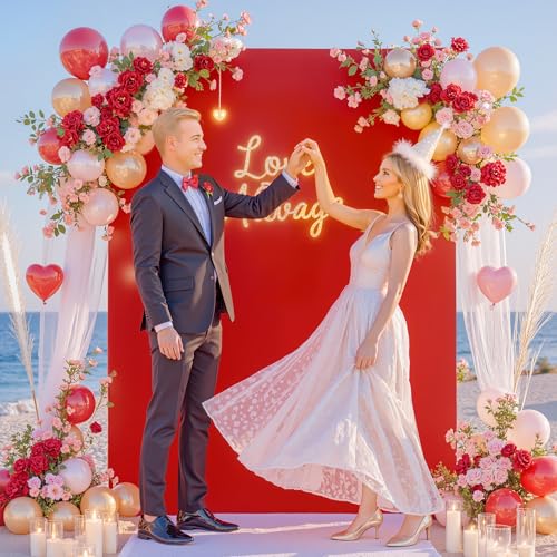 Square Arch Backdrop Covers 6.6FT x 5.2FT Red and Black Wedding Arch Cover Stretchy Backdrop Christmas Square Arch Stand Cover Spandex for Birthday Party Baby Shower Ceremony Banquet Decoration - color: Red+Black