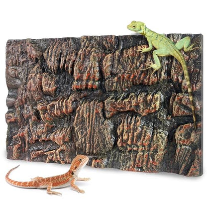 17.7x11.8in Rock Terrarium Background,3D Reptile Tank Background Board,Amphibian Stereo Backdrop Wall,Lizard Snake Gecko Spider Turtle Fish pet silo Background Decorative Panel(Brown) - color: Brown 1P