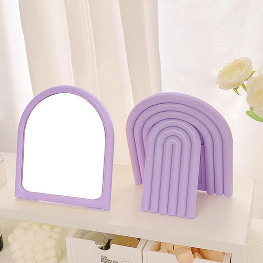 Arch Shaped Makeup Mirror for Desk Vanity Mirror for Bedroom,Living Room and Minimal Spaces Room Decor Home Decorations (Purple) - color: Purple