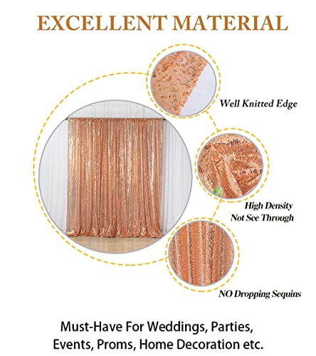 ShinyBeauty Rose Gold Sequin Backdrop 7FTx7FT Photo Booth Backdrops Wedding Curtains Rose-Golden Sequin Fabric Backdrop Glitter Drapes for Baby Party Birthday Background - color: Rose Gold, size: 7FTx7FT