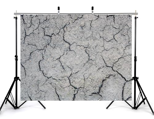 8x6ft Dry Cracked Earth Backdrop Grey Cracked Mud Photography Background for Party Neutral Tone Shoot Wall Decorations Tapestry Photo Booth Props - size: 8x6ft