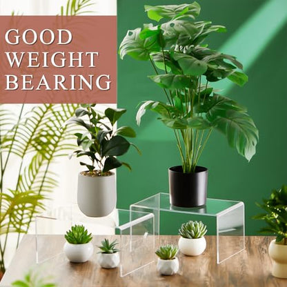 RattanView 2 Pcs 12 Inch, 14 Inch Large Acrylic Risers Display Stands 5 mm Thick Acrylic Shelf Riser Showcase for Collectibles Jewelry Cupcakes Food Figures Perfume Cabinet (Clear) - color: Clear, size: 12 Inch, 14 Inch, 5 mm