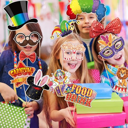 Carnival Photo Booth Props, Konsait 30Pcs Circus Carnival Photo Props - Carnival Theme Party Decorations Selfie Picture Props, Circus Photo Booth Props Party Favors