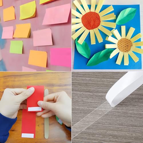 1/4" 4 Rolls Double Sided Adhesive Sticky Tape for Arts, DIY, Card Making, Crafts, Photography, Scrapbooking, Gift Wrapping, Office School Stationery Supplies, Home Supplies (Width: 6mm) - size: 1/4 in (6 mm)