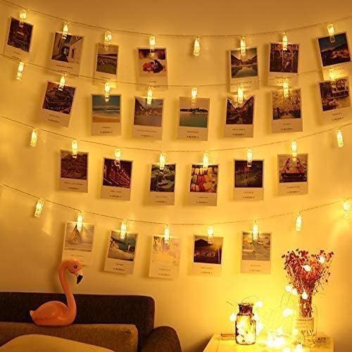 20 Photo Clip String Lights LED Fairy Twinkle Lights for Hanging Pictures,Home Wall Halloween Thanksgiving Christmas Party Wedding Festival Indoor Outdoor Decor - color: Warm White, size: 20