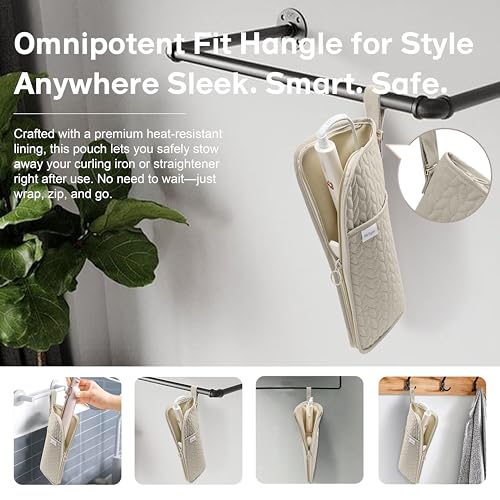 KarSyon Hot Tools Organizer Heat Resistant Mat Case Hair Tools Holder Travel Bag Portable Hair Styling Tools Cover Pouch for Curling Iron,Flat Iron,Hair Straightener (Camel) - color: Camel