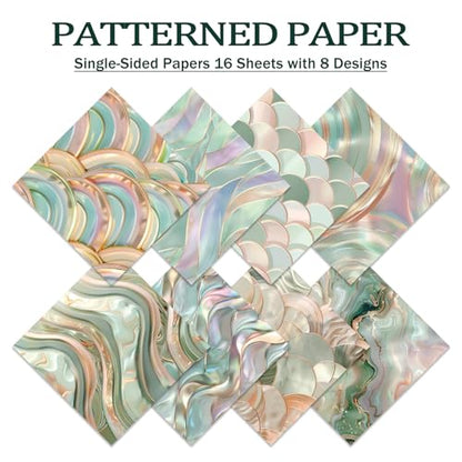 PRSTINCOL Scrapbook Paper,16 Sheets 6x6 Inch Green Laser Style Scrapbook Suppliesr,Single-Sided Vivid Origami Decoupage Paper for Diy Crafts, Card Making, Art Journaling - color: Green Laser