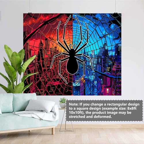 Spider Web Party Background Spider Blue Red City Photography Backdrop for Children's Boys Birthday Photography Background Baby Shower Decoration Banner TAYBDJ1827 - size: Customsize