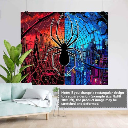 Spider Web Party Background Spider Blue Red City Photography Backdrop for Children's Boys Birthday Photography Background Baby Shower Decoration Banner TAYBDJ1827 - size: Customsize