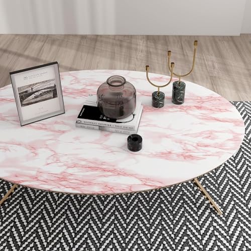 practicalWs 15.7in x 472.4in White/Pink Marble Stick Paper Peel and Stick Countertops Self-Adhesive Vinyl Watertight Wallpaper Great As Cabinets Drawer Shelf Wall Crafts Wall Paper Decorations - color: Pink/White, size: 15.7" x 472.4"