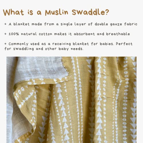 Mini Wander Swaddles for Newborns Muslin Swaddle Blankets - Breathable Soft Gender Neutral Receiving Blanket Baby Essentials | 47 x 47 Cotton - (Terrain (Citrus) - color: Terrain (Citrus)