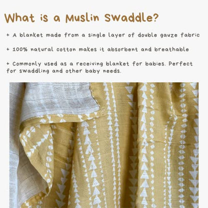 Mini Wander Swaddles for Newborns Muslin Swaddle Blankets - Breathable Soft Gender Neutral Receiving Blanket Baby Essentials | 47 x 47 Cotton - (Terrain (Citrus) - color: Terrain (Citrus)