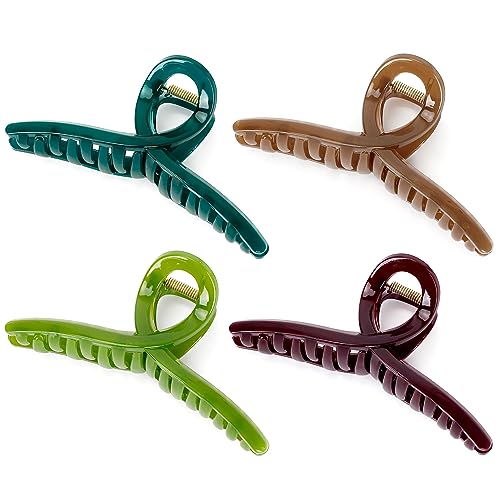 Big Hair Claw Large Butterfly Hair Clip 5" Oversize Acrylic Hair Clips for Long Thick Hair Barrette Accessories Christmas Gift for Women's and Girl's (4 Pcs) - color: AcrylicHairClip4