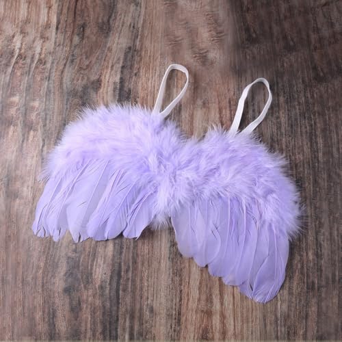 Holibeat 0-6M Baby Purple Feather Angel Wings with a Headband Newborn Photography Posing Props (Purple) - color: purple