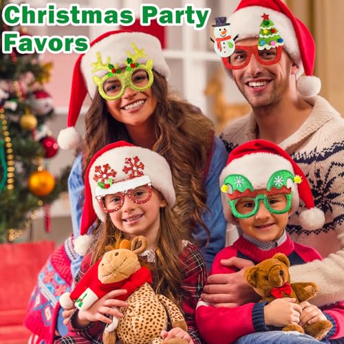 Christmas Party Favors Supplies 12 Pack, Universal Size Holiday Glasses Accessories, Xmas Party Prizes Photo Booth Props Decorations for Outfit, Christmas Goodie Bag Stocking Stuffers Gifts Giveaways - style: 12 PCS