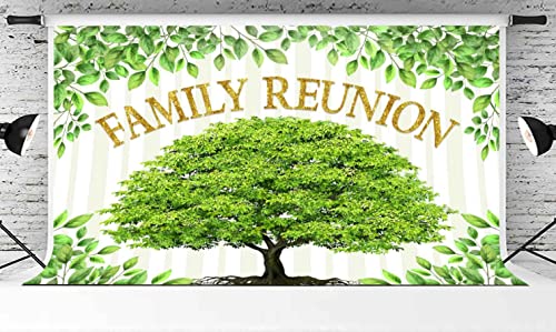 Family Reunion Backdrop, Family Tree Members Theme Photo Backdrop Vinyl 18x10ft Green Tree Family Gather Welcome Party Photography Backdrops Rod-Pocket Props, BJLSGU100 - size: 18x10ft