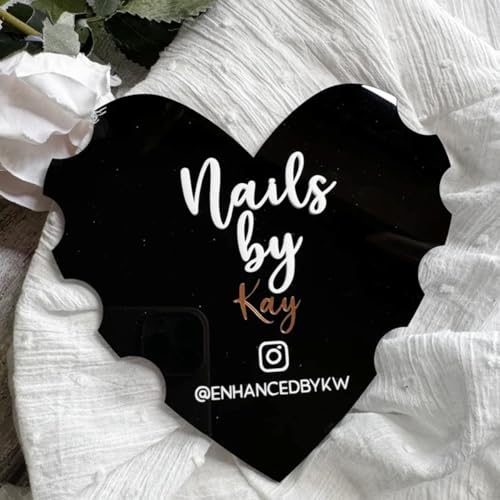 Personalized Heart Shaped Nail Props, Nail Acrylic Props, Custom Nail Trays, Nail Billboards, Nail Technician Gifts, Nail Makeup Trays(Black) - color: Black