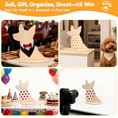 Dog Mannequin,Wood Dog Silhouette Display Stand,Dog Bandanas Display Stand,Pet Bibs and Scarves Display Stands for Shops, Craft Festivals, Trade Shows or Photography Prop(2 Pack )