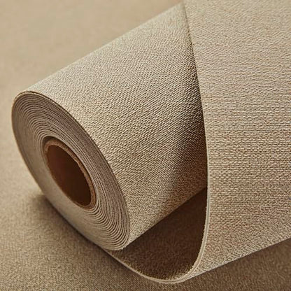 Fabric Grasscloth Texture Self-Adhesive Wallpaper Linen Peel and Stick Wallpaper Easy to Apply Removable Easy to Clean for Bedroom Livingroom Cabinet 16.5inx236.2in -Brown - color: Brown