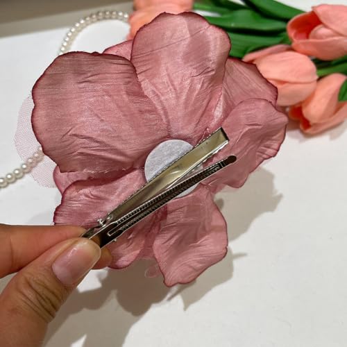 Gradient Flower Hair Clip for Women Duckbill Barrette Daily Outfit Accessory Travel Styling Prop for Spring Picnic or Photo Use - color: Red