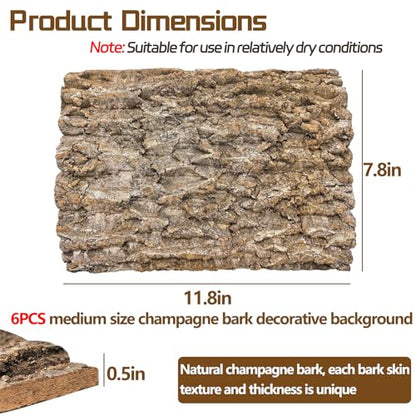 Hamiledyi Cork Terrarium Background 11.8x7.9in 6PCS Natural Reptile Cork Bark Flats Terrarium Board Bearded Dragon Climbing Wall Mat Tank Decor for Lizard Chamelon Snake Turtle Spider Crested Gecko - size: 6PCS-11.8x7.9in