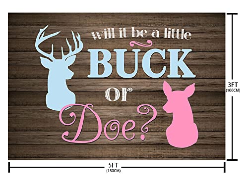 MEHOFOND 7x5ft Buck or Doe Gender Reveal Baby Shower Backdrop Rustic Wood Boy or Girl Deer Photography Background Banner for Dessert Table Supplies Party Decoration Photo Shoot Props - size: 7x5ft