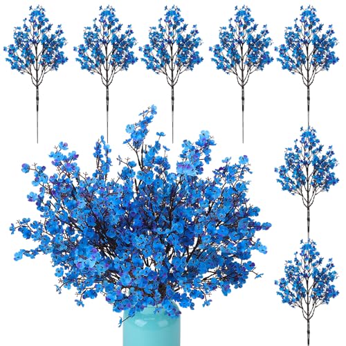 21 Stems Blue Babys Breath Artificial Flowers, 5 Branches Per Stem Spring Decor Blue Artificial Gypsophila Flowers Bouquet for Centerpiece Outdoor UV Garden Home Decoration - color: Blue