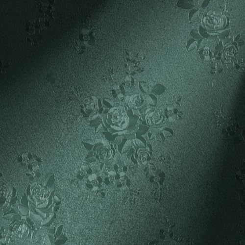 Erfoni 394"x17.7" Dark Green Floral Embossed Wallpaper for Livingroom Decorative Thicken Peel and Stick Wallpaper Floral Textured Removable Contact Paper Vintage Pure Green Self Adhesive Wall Paper - color: Dark Green, size: 17.7" x 394"