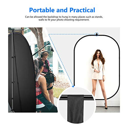 NEEWER Chromakey Backdrops, Double Sided Black Screen and White Screen, 2 in 1 Collapsible and Reversible Background for Photography, Gaming and Live Streaming, 5'×6.6'/1.5m×2m (Black/White) - color: Black/White
