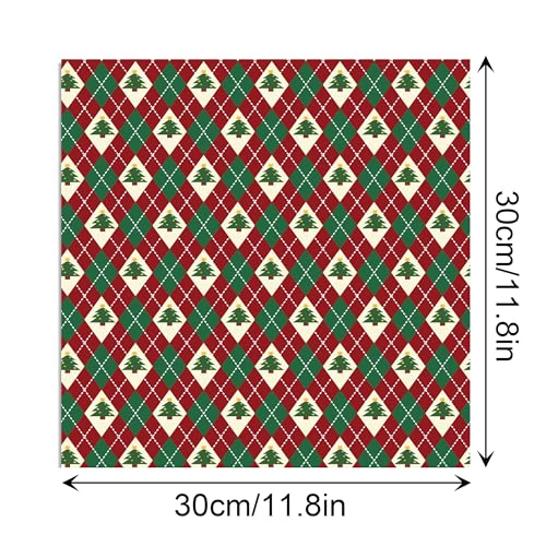 VIVIQUEN 24 Pack Christmas Double-Sided Paper, 12-inches Classic Red Green Textured Scrapbook Paper Xmas Craft Folded Flat for DIY Background Card Making Photo Album Decor