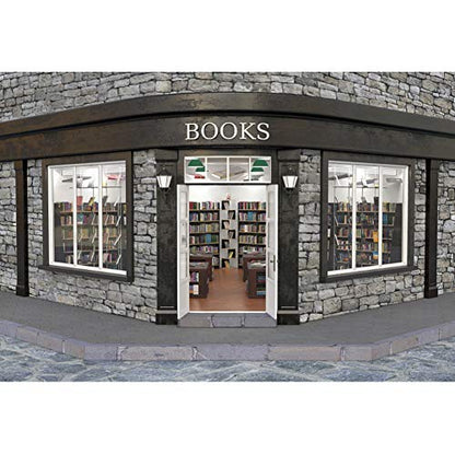 Haoyiyi 5x4ft Books Store Backdrop Bright School Library Bookshelf Bookstore Stone Wall Background for Photography Teaching Online Class Decoration Student Adult Artistic Portrait Photo Studio Prop