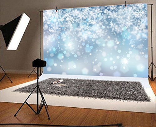 10x8ft Falling Snowflake Portrait Backdrops for Photography Winter Ice Snow Flakes Photo Shoot Newborn Kids Baby Adults Wedding Photo Background Vinyl Photo Booth Props - size: 10x8ft