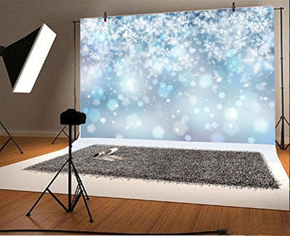 10x8ft Falling Snowflake Portrait Backdrops for Photography Winter Ice Snow Flakes Photo Shoot Newborn Kids Baby Adults Wedding Photo Background Vinyl Photo Booth Props - size: 10x8ft