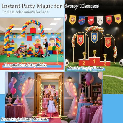Wedding Arch Backdrop Stand, 6FT, 5FT, 4FT Set of 3 Metal Gold Balloon Arch kit Stand for Ceremony Baby Shower Birthday Bridal Party Event Background Decoration, Garden Climbing Plant Fram - size: 6FT+5FT+4FT
