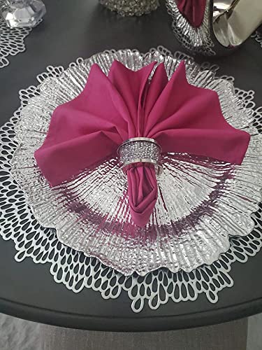 PLOYMONO Fuchsia Heavy Duty Cloth Napkins - 17 x 17 Inch Solid Washable Polyester Dinner Napkins - Set of 8 Napkins with Hemmed Edges - Great for Weddings, Parties, Banquet, Spring, Mother's Day - color: Fuchsia