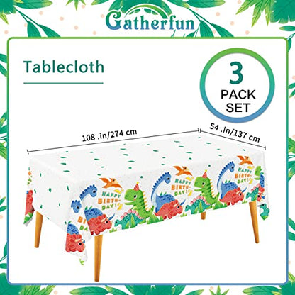 Dinosaur Party Supplies Disposable Tablecloth - Waterproof Plastic Rectangular Table Cover for Boys Kids Birthday, Baby Shower Decorations - 3PCS 54 X 108 Inch - style: dinosaur