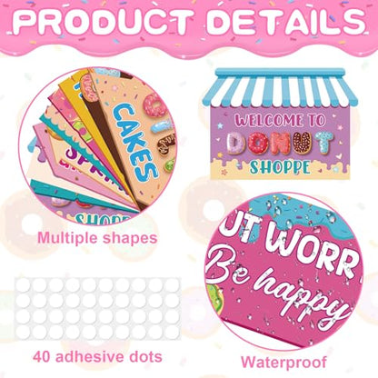 Hooqict 20 Pieces Doughnut Party Sign Welcome to Donut Party Directional Signs for Kids Girls Sweet Donut Themed Birthday Decorations Supplies - style: Doughnut