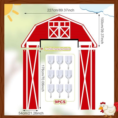 Mindsoft 3 Pcs Farm Animal Party Decorations Barn Door Banner Barn Door Backdrop Farm Birthday Supplies for Baby Shower Family Reunion Theme Party Supplies Halloween Trunk or Treat Car Decorations