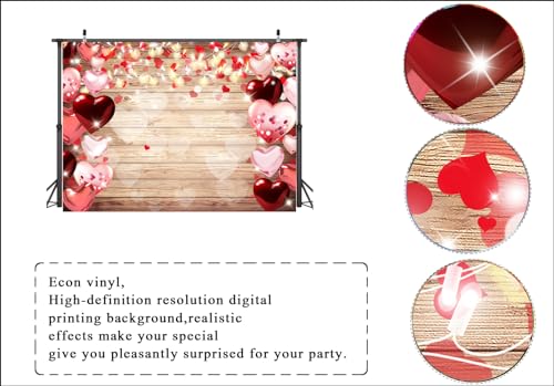10x8ft Valentine's Day Backdrop Wooden Heart Background Valentines Day Wedding Party Photo Booth Decorations - size: 10x8ft