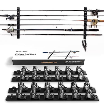OJYDOIIIY Wall Mount Fishing Rod Holders,Horizontal/Ceiling Fishing Pole Storage Rack for Garage 2 Packs - color: 2 Pack, 12 Rods