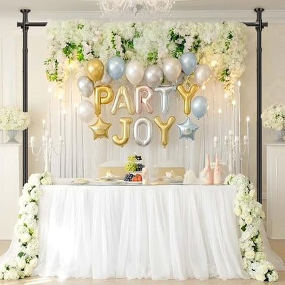 Jilron Backdrop Stand Heavy Duty Spring-Loaded Adjustable Photo Backdrop Stand, Sturdy Thickened Support, Adjustable Width 35-100" Height 43-120", Easy Setup for Photography, Parties- Black
