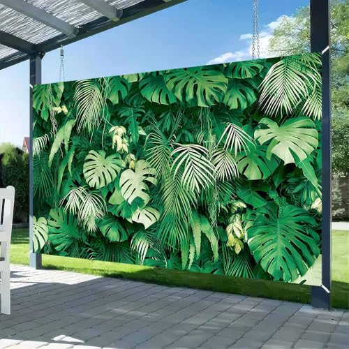 6x4FT Green Tropical Palm Leaves Photo Backdrop Jungle Plants Hawaiian Luau Party Birthday Baby Shower Photography Background Banner Photographic Studio Decorations Supplies - size: 6x4FT