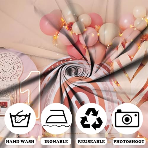Fabric 6x4ft Girl 1st Birthday Party Backdrop Bohemia Rainbow Sweet One Pink Balloons Scene Photography Background Princess Girl First Birthday Baby Shower Banner Cake Smash Decorations - size: 6x4ft(WxH)
