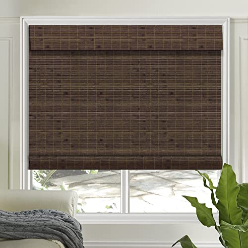Letau No Drill No Tools Cordless Wood Window Shades Blinds, Bamboo Light Filtering Roller Shades, Color 7 - color: Color 7
