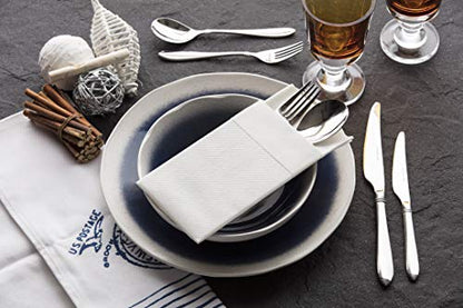 Moyes Home White Disposable Dinner Napkins with Pocket - Linen-Feel Pre-Folded Cloth-Like Paper Napkins for Silverware, Weddings, Dinner Parties, 16x16 in, Pack of 50 - color: White