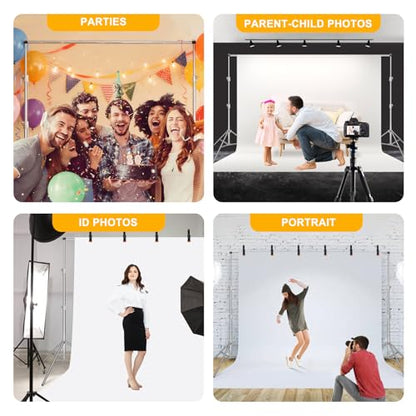 9.2 x 10 Ft Stainless Steel Backdrop Stand Heavy Duty, MSKIRA Adjustable Backdrop Stand Background Support System Kit for Photography, Parties, or Weddings with Clamps, Carry Bag - size: 9.2 x 10 Ft