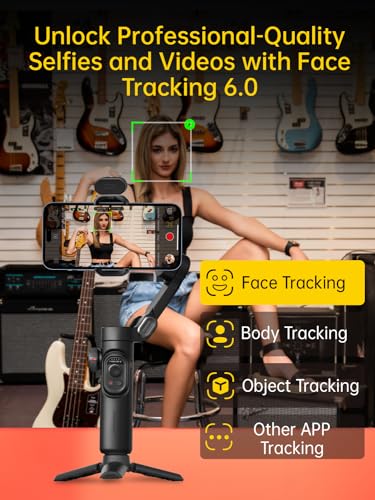 AOCHUAN 3-Axis Gimbal Stabilizer for iPhone Gimbal with RGB Magnetic Fill Light Upgraded Face Tracking Focus Wheel Foldable Smartphone for iPhone/Android Phone Stabilizer Vlog Recording Smart XE Kit - style: Smart XE Kit